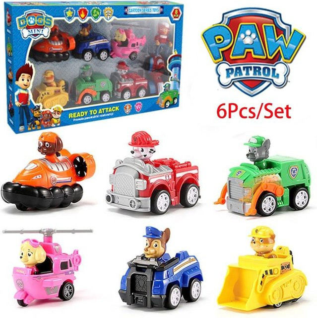 DewBloom Paw Patrol Fahrzeuge Set mit Rückziehfunktion 6-teiliges Set - Bild 1