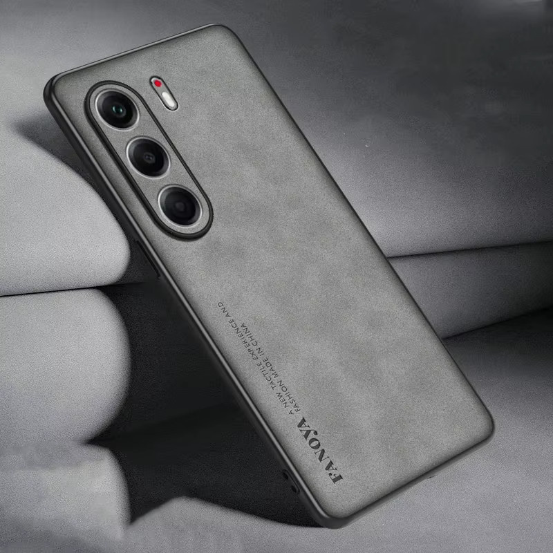 Luxus Handyhülle aus Schaffell, PU Leder und Silikon für Tecno Camon 40 Pro und Tecno Camon 40 Premier in Schwarz - Bild 3