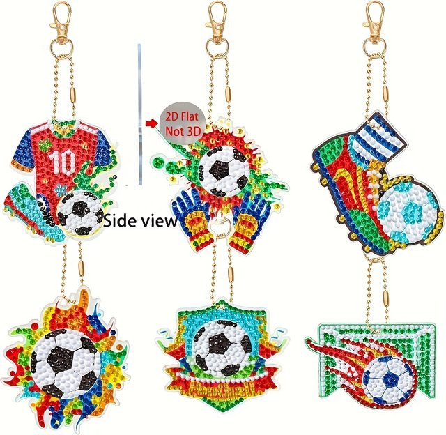 Schlüsselanhänger Set, Fußball Diamant Malerei, Wassertropfen Mosaik - Bild 1