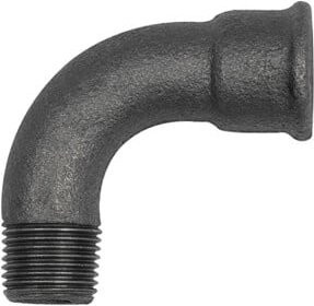 Riegler Bogen 1, 90 Grad, lang, Rp 1 1/2 i., R 1 1/2 a., Temperguss, schwarz - Bild 1
