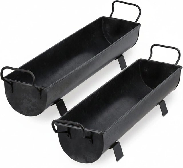 Relaxdays Blumenkasten Dachrinne aus Eisen in Grau, 2er Set, B: 53 cm, H: 16 cm, T: 12 cm und B: 61 cm, H: 16,5 cm, T: 14 cm - Bild 1