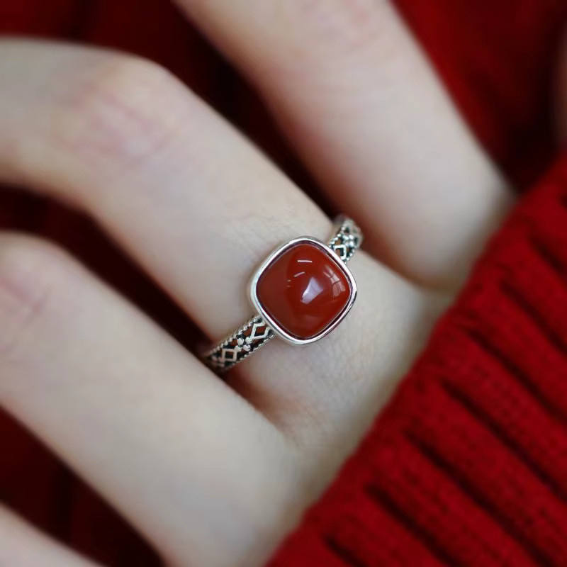 Ring 925 Silber, roter Edelstein, Damen - Bild 2