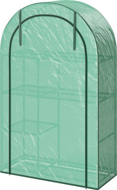Outsunny Gewächshaus mit Runddach und Regalen aus Stahl in Grün, B/T/H: 100 x 45 x 160 cm - Bild 1