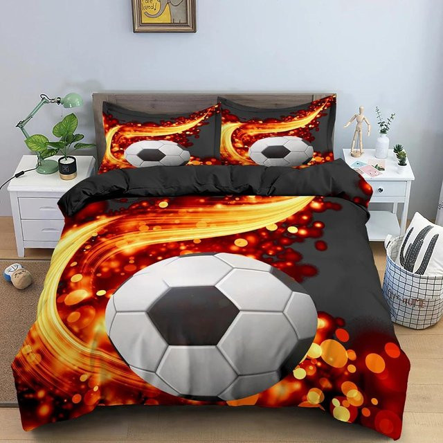 3D Fußball Bettwäsche Set aus Polyester mit Reißverschluss, Mehrfarbig, B/H: 245 x 210 cm - Bild 1