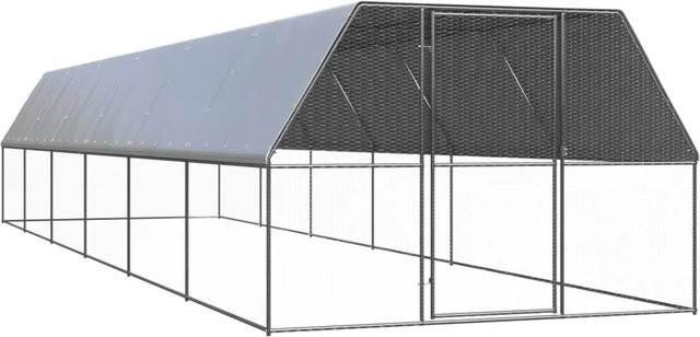 vidaXL Außenvoliere für Hühner aus verzinktem Stahl in Silbergrau, B/T/H: 12 x 3 x 2 m - Bild 1