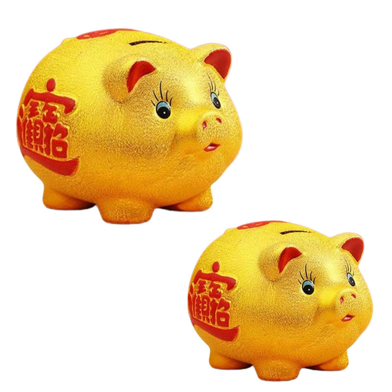 MagiDeal Keramik Sparschwein in Gold als dekorative Schwein Figur und Tischornament - Bild 3