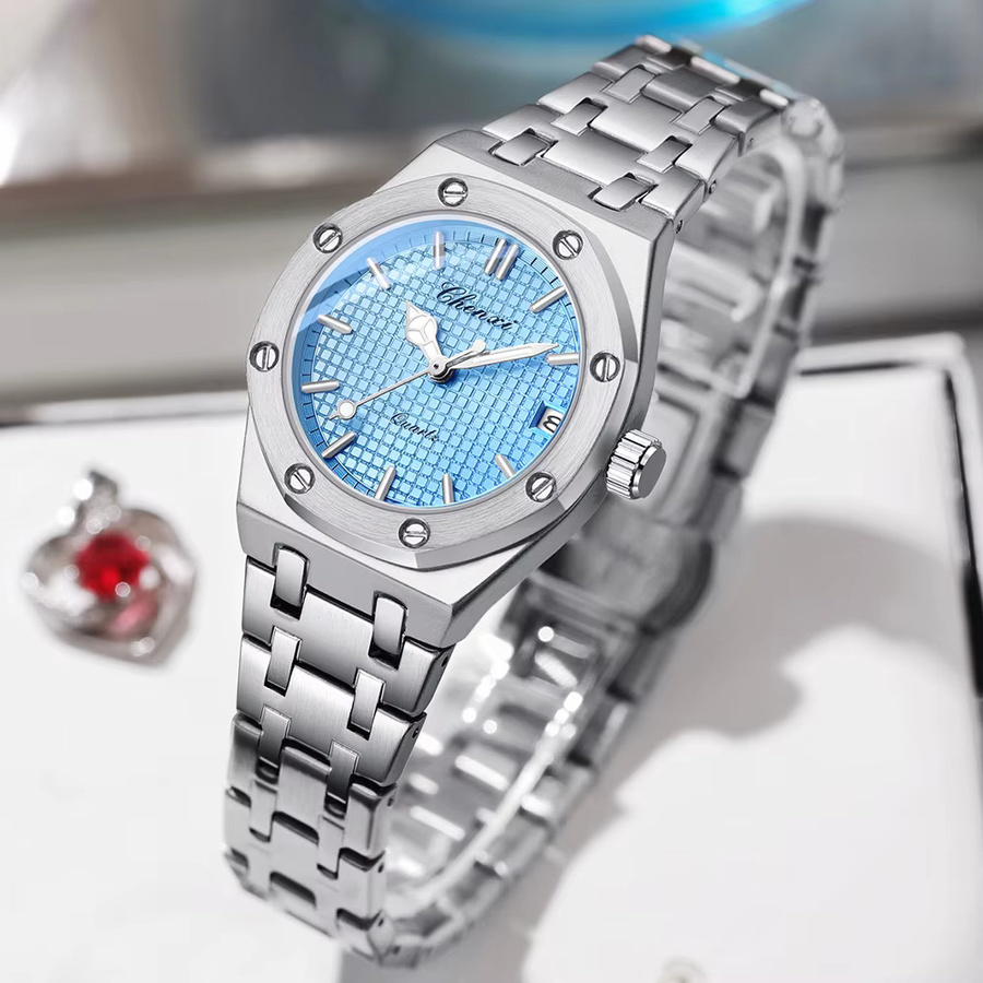 CHENXI Armbanduhr Edelstahl, Quarz, Roségold, Damen, Datum - Bild 3