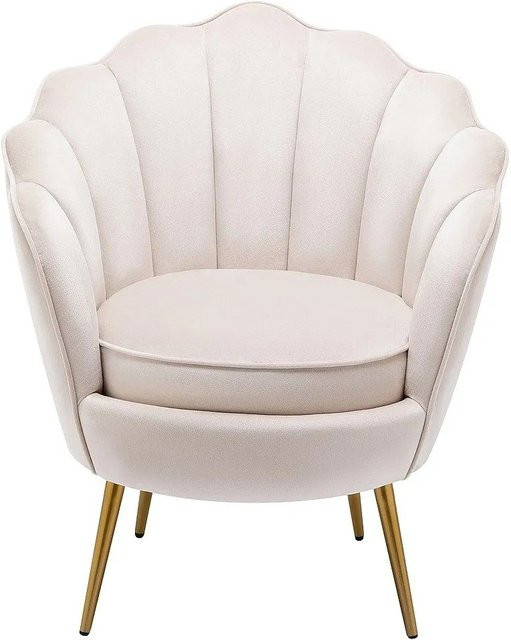 Vente-unique Sessel Lalea in Beige mit gerader Rückenlehne und Samtbezug, Höhe: 76 cm - Bild 1