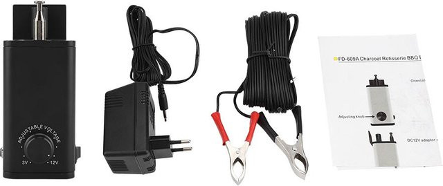 KONNWEI BBQ Rotisserie Grill Motor mit einstellbarem DC 3-12V Ausgang, Schwarz, Metall - Bild 1