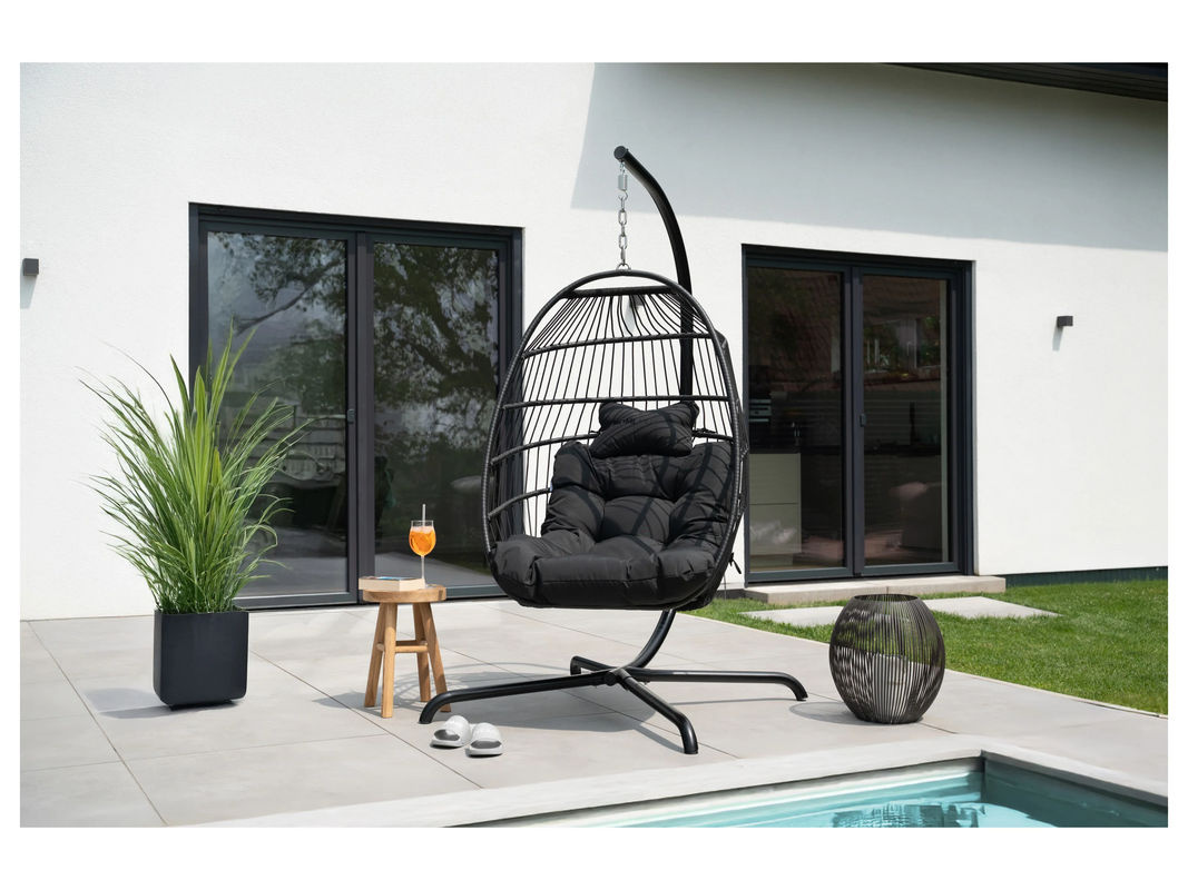 HOME DELUXE Hängesessel LOMA 1-Sitzer in Schwarz mit Standgestell und Metallrahmen - Bild 2