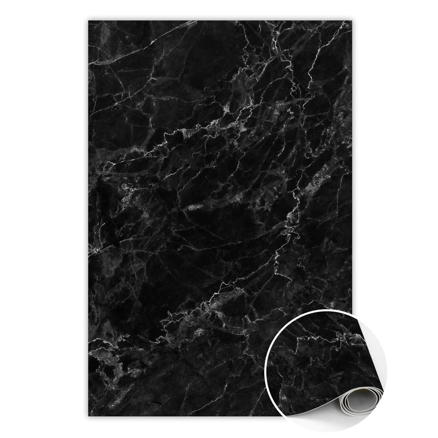 Tulup Teppich Schwarzer Marmor in Schwarz, Rechteckiger Vinylteppich aus PVC mit Stein-Optik, B/T: 120 x 180 cm - Bild 2
