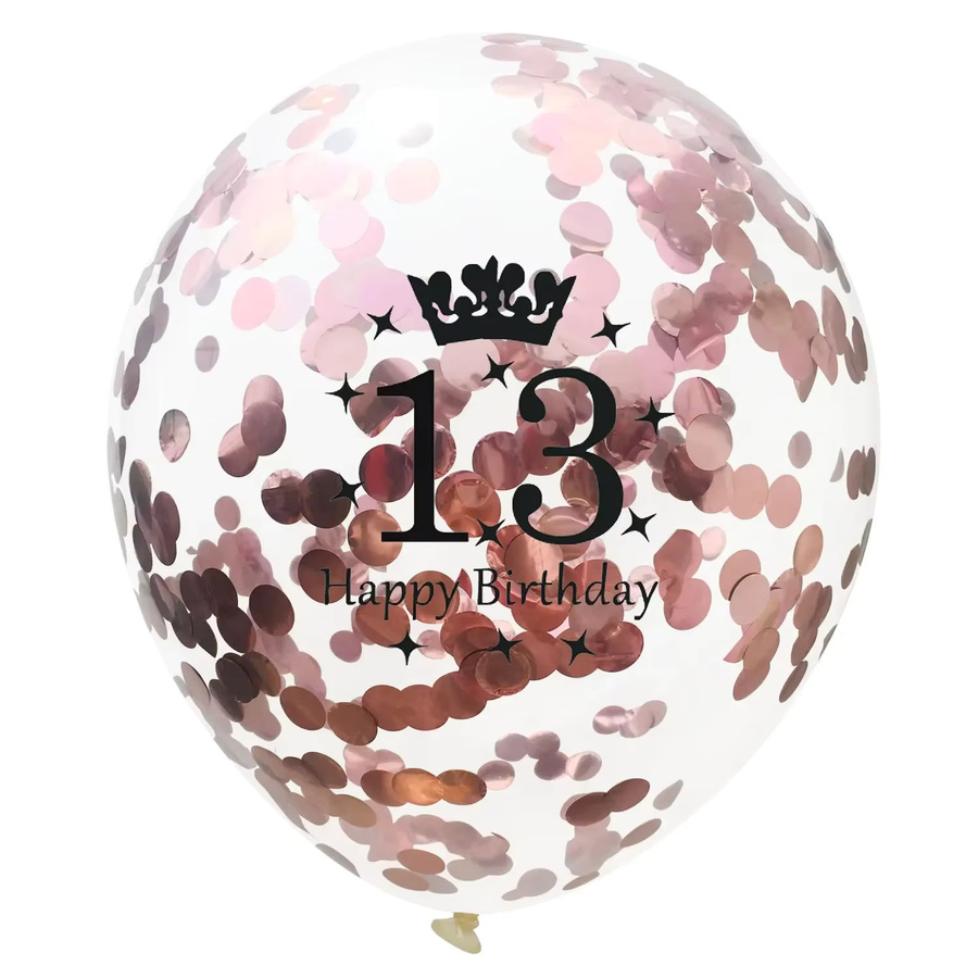 LQDIANTANG 15-teiliges Set Geburtstag Luftballons Gold und Silber mit Konfetti und Schriftzug für den 13. Geburtstag - Bild 1