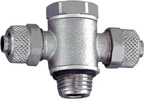 Riegler T-Schwenkverschraubung mit O-Ring, G 1/2, für Schlauch 12/10, Messing vernickelt, Silber - Bild 1
