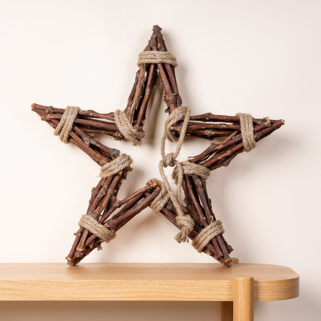 Green Living Weihnachtsstern aus Rebzweigen und Holz in Braun, Höhe: 58,0 cm, Breite: 58,0 cm, Tiefe: 5,5 cm - Bild 1