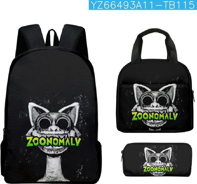 Zoonomaly 3D-Druck Schulranzen-Set bestehend aus Laptop-Rucksack, Brotdose und Federmäppchen in Beige - Bild 1