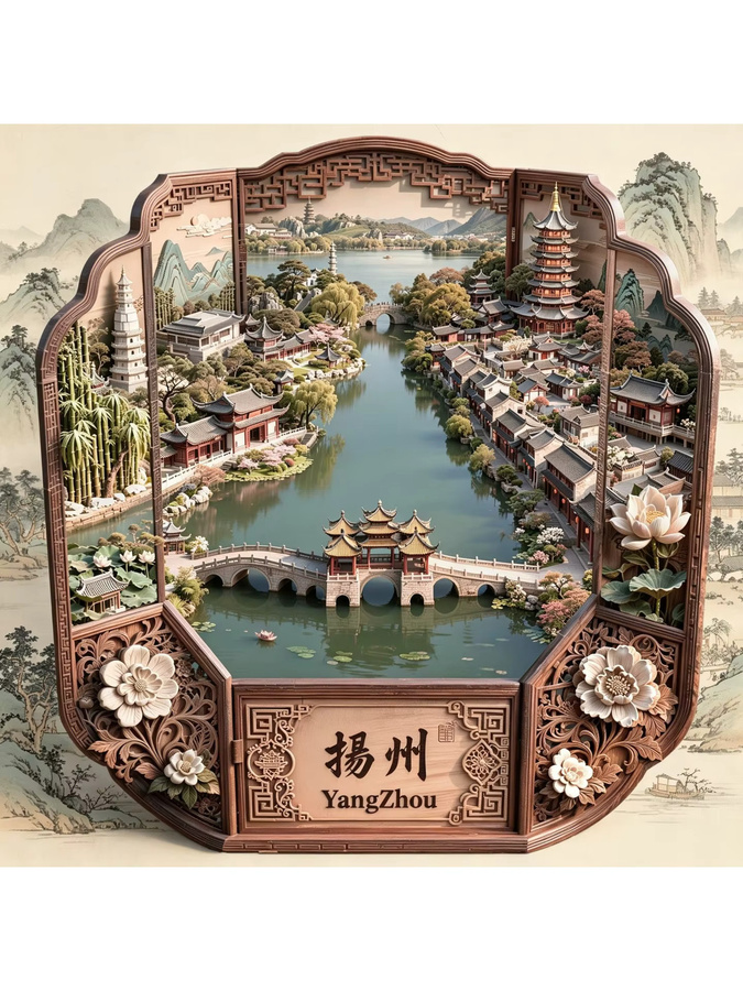 3D Metall Kühlschrankmagnet Yangzhou Slender West Lake im chinesischen Stil, mehrfarbig - Bild 4