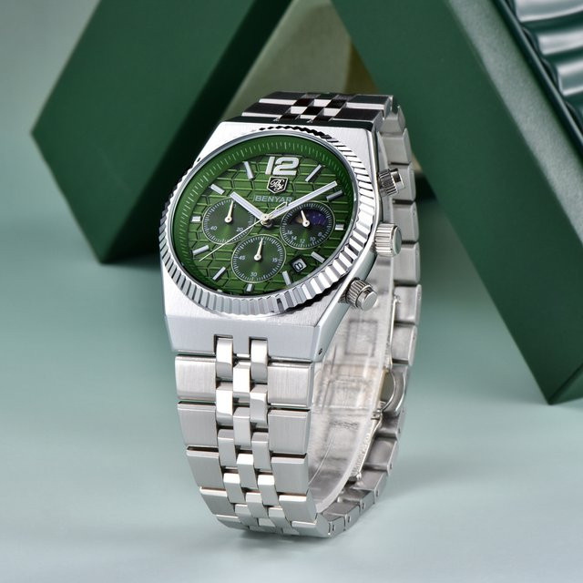BENYAR Chronograph, Quarz, Edelstahl, Blau, Herren - Bild 1