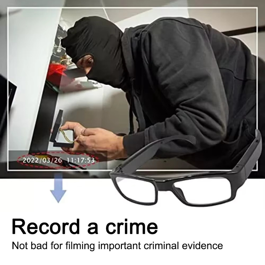 DIXSG Mini Kamera Brille mit HD 1080P Videoaufnahme in Schwarz für Meetings und Sport - Bild 5