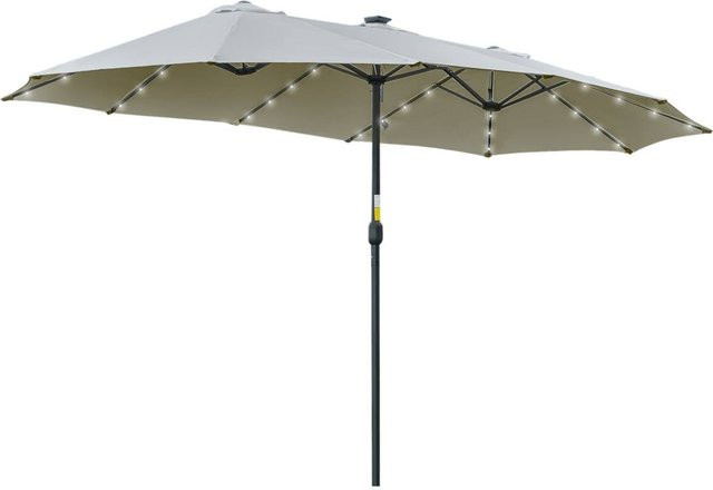 Outsunny Sonnenschirm mit Solar-LED-Leuchte aus Metall und Polyester, bunt, B/H/T: 265 x 240 x 450 cm - Bild 1