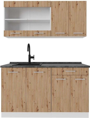 Vicco R-Line Singleküche Artisan Eiche und Weiß mit Anthrazit, Breite: 140 cm