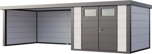 Telluria Gerätehaus Classico mit Lounge XL Links in Weiß, B/H/T: 812 x 219 x 318 cm - Bild 1