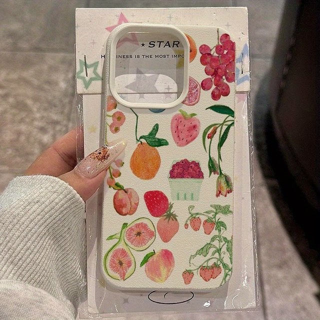 Handyhülle mit Litschi-Fruchtprint für Apple iPhone 17, 16, 15 Pro Max Plus Series in Multicolor und Beige - Bild 1