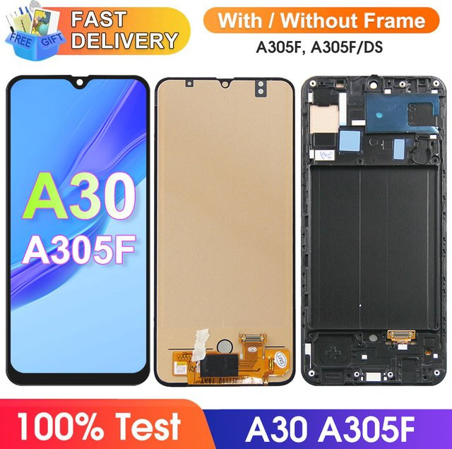 Samsung Galaxy A30 LCD-Display Baugruppe mit Touchscreen und Rahmen in Schwarz - Bild 1