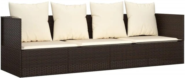 vidaXL Outdoor-Loungebett aus braunem Poly Rattan mit verstellbarer Kopfstütze und UV-beständigen Kissen - Bild 1