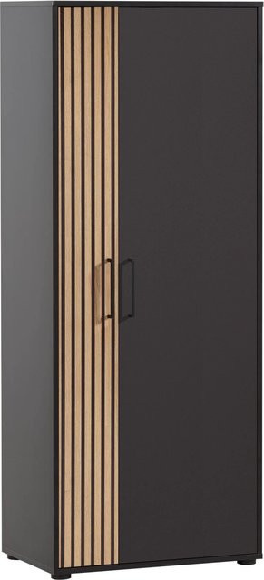 PROREGAL Aktenschrank Raven in Akustikplattenoptik Schwarz mit 2 Flügeltüren und Soft-Close-Funktion, H x B x T: 164 x 65 x 41 cm - Bild 1