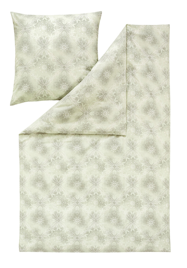 Estella Bettwäsche Venezia Ornamente aus Samt und Seide Flanell in Reseda Grün, B/H: 135 x 200 cm - Bild 1