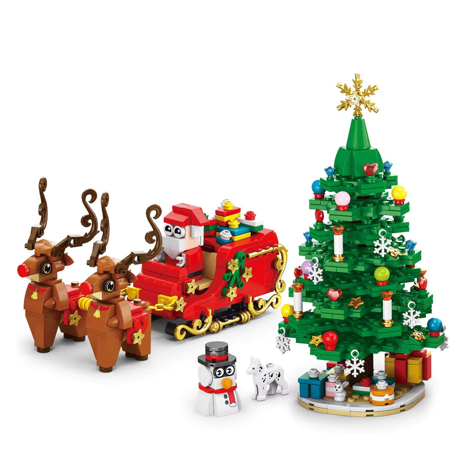 DBPALY Weihnachts Bausteine Set mit Zug, Baum, Elch und Haus in Mehrfarbig aus Kunststoff - Bild 2