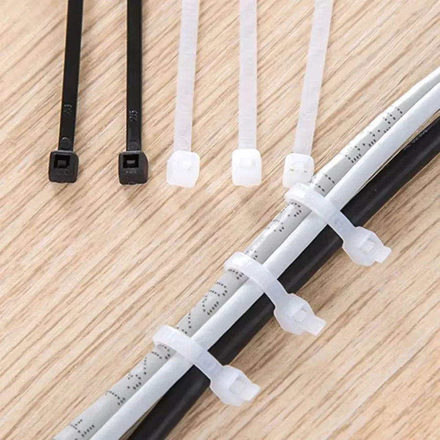 Selbstsichernde Kunststoff-Nylon-Kabelbinder in Schwarz, verstellbare Befestigungsschlaufe für Heimbüro und Anwendungen, Länge: 300 mm bis 1000 mm - Bild 3