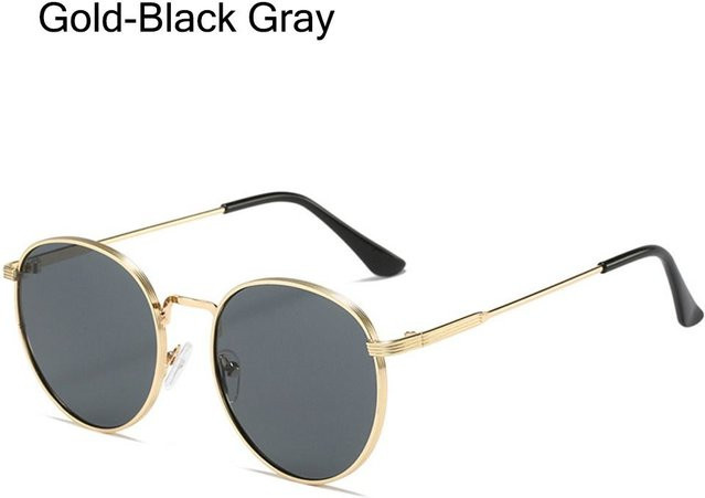 YiRan Sonnenbrille rund, Kunststoff, Vollrand, grau, gold, Damen - Bild 1