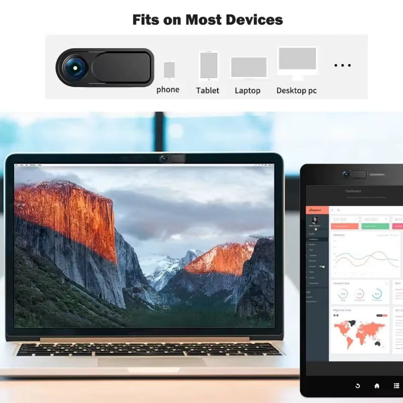 WSSHE Webcam-Abdeckung Schieberegler in Schwarz als Privatsphärenschutz für Smartphone, Laptop, MacBook und iPad - Bild 3