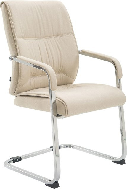 TPFLiving Anobo XL Besucherstuhl mit Armlehnen, drehbar, Stoff und Metallgestell, Beige - Bild 1