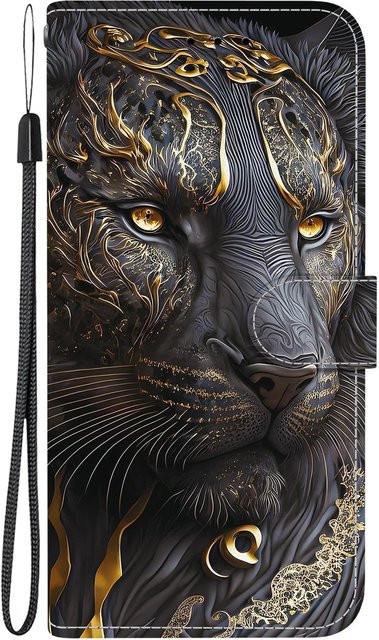 Handgefertigte PU-Leder Flip-Hülle für Samsung Galaxy S20 FE und S20 Lite mit Handschlaufe und Katzen-Design in Braun - Bild 1