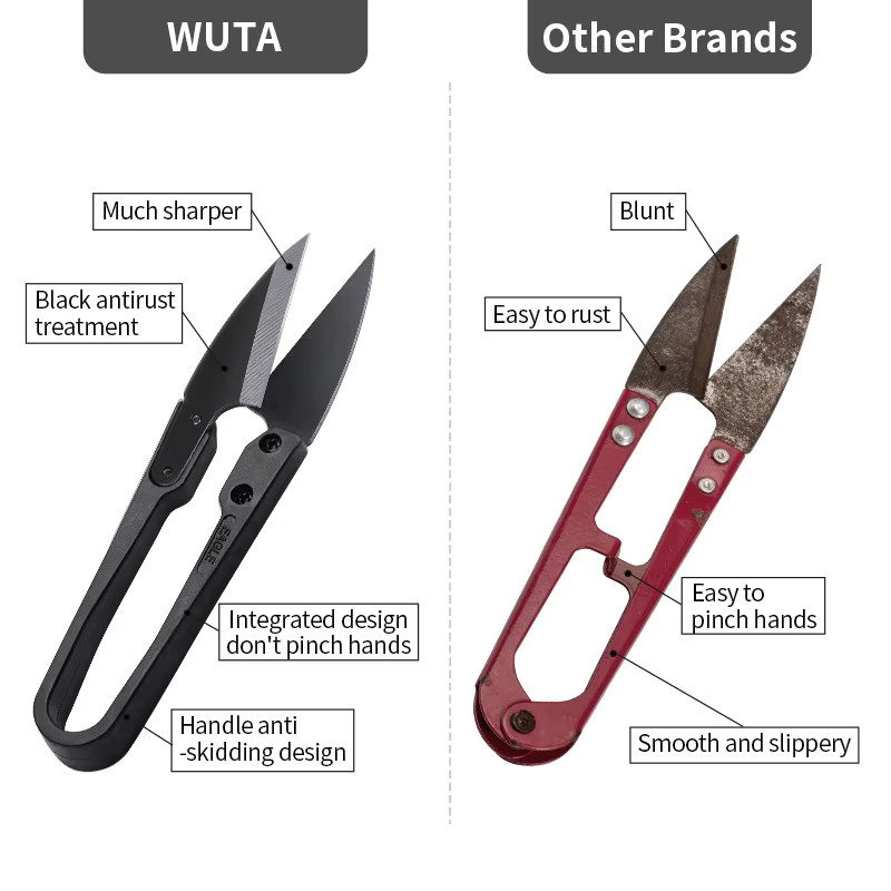 WUTA 10er Set professionelle Fadenschere aus Edelstahl in Schwarz für Schneider und Näharbeiten - Bild 2