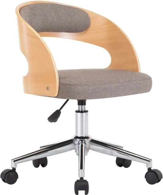 vidaXL Drehbarer Bürostuhl in Taupe aus Bugholz und Stoff mit Rollen B/T/H: 53 x 41 x 48 cm - Bild 1