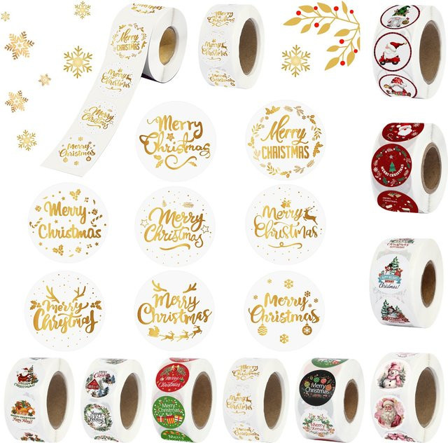 500 Stück Weihnachten Aufkleber in Multicolour als dekorative Etiketten für Umschläge und Geschenkkarten - Bild 1
