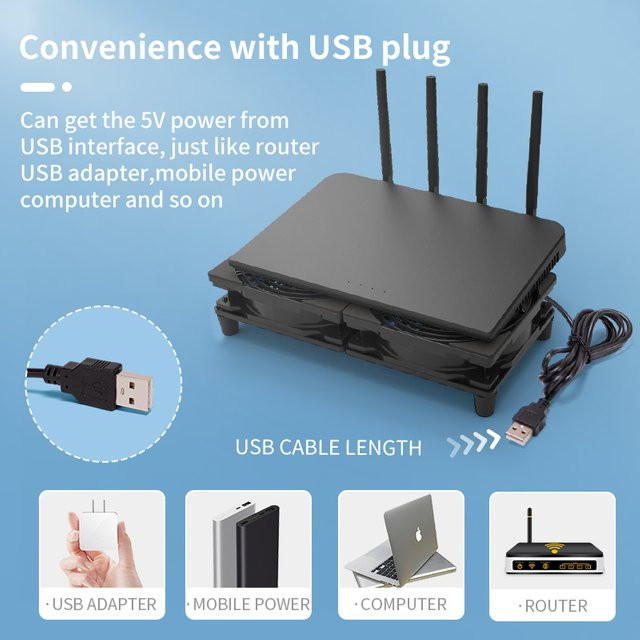 SilentEdge Leiser USB-Lüfter in Schwarz für Router Rack, Modem und Netzwerk-Server-Kühlung - Bild 1