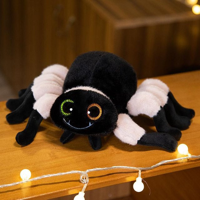 Spinnenpuppe Plüschtier, Schwarz, Rosa, 40cm - Bild 1