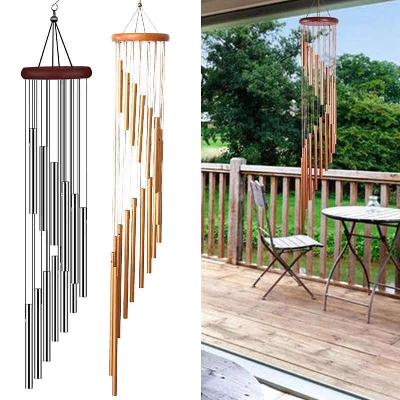 Windspiele aus Aluminium mit 12 Röhren für Garten und Haushalt in Gold oder Silber - Bild 6