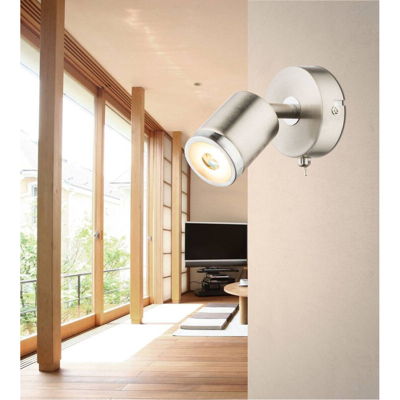 GLOBO Spot Comore Wandleuchte aus Metall in Nickel, B/H: 8 x 12 cm - Bild 2