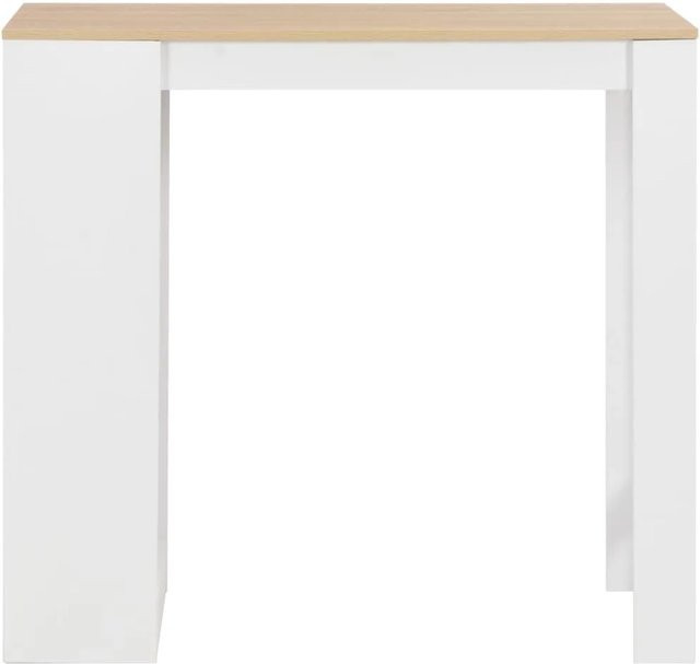 vidaXL Bartisch mit Regal in Weiß und Natur-Tischplatte, B/T/H: 110 x 50 x 103 cm - Bild 1