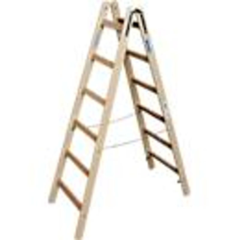 Krause Holz-Doppelleiter mit 2 x 6 Sprossen in Braun - Bild 2