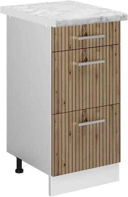 Vicco Küchenunterschrank R-Line Artisan-Eiche und Weiß mit Schubladen und Türen, B/T/H: 40 x 60 x 81,6 cm - Bild 1