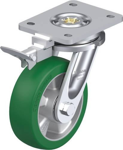 Blickle Lenkrolle LO-ALST 150K-RI4 mit Feststeller in Grün und Silber, Rad-Durchmesser: 15 cm, Tragfähigkeit: 500 kg - Bild 1