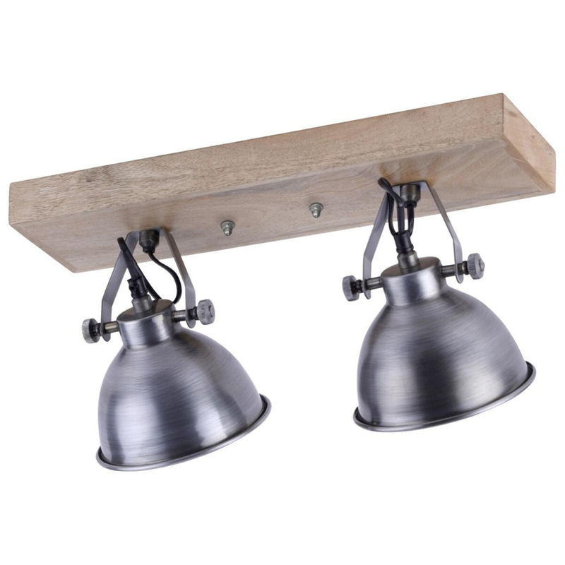 Just Light Samia Wand- und Deckenleuchte aus Eisen und Holz in Stahlfarbig, 2-flammig, B/H/L: 24 x 22 x 45 cm - Bild 3