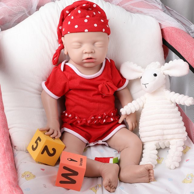 IVITA Silikon-Babypuppe Reborn Bebe, mit Schnuller, geschlossene Augen - Bild 1