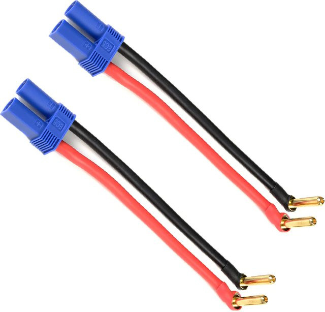 EC5 Buchse Adapter auf 90 Grad Ladekabel mit vergoldeten Steckern, 4,0 mm und 18 mm, 12AWG, 10 cm Länge, Farbe: Gold - Bild 1